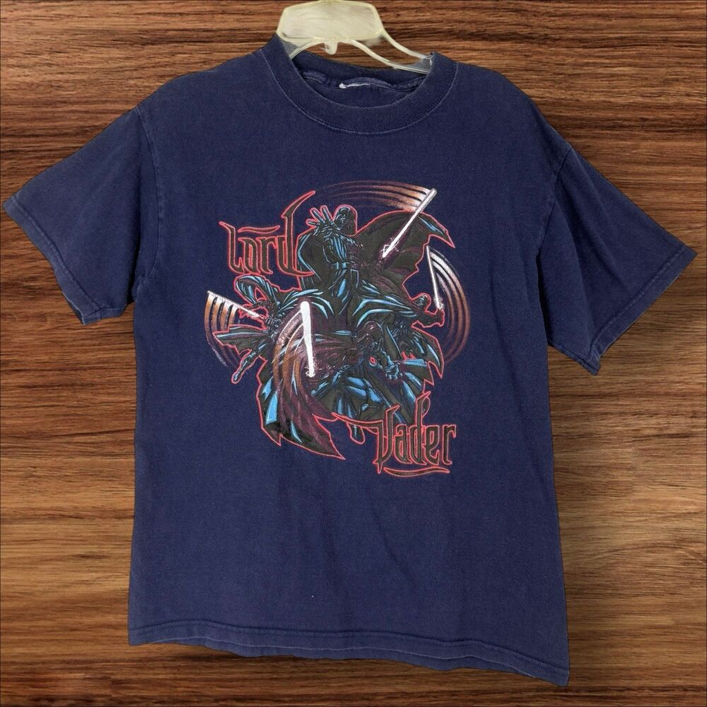 Vintage Star Wars Darth/Lord Vader Graphic Tee Navy Blue Short Sleeve T-Shirt